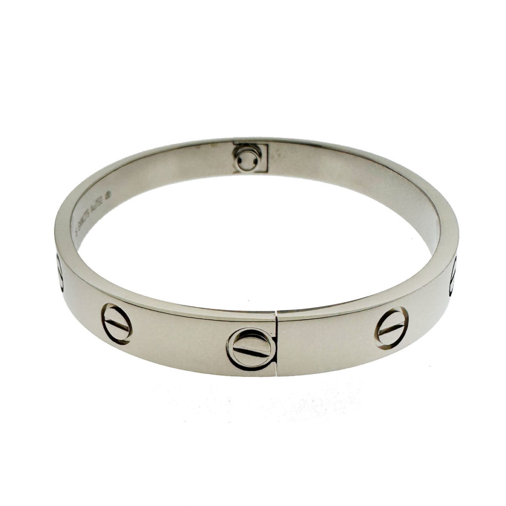 Cartier Love Bracelet Size 16 in 18k White Gold with Service Pouch – Elie's  Fine Jewelry