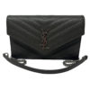 YSL Small Monogram Grey Matelassé Leather Wallet-On-Chain Handbag