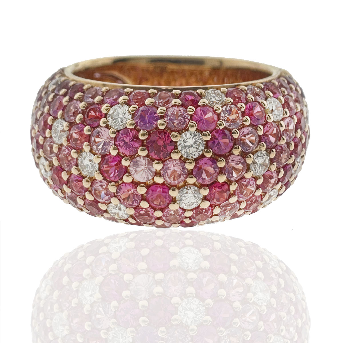 Louis Vuitton Diamond & Pink Sapphire Flower 18k White Gold Ring