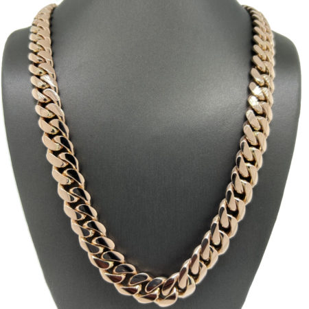 14k Rose Gold Cuban Link 24" Chain Necklace 150.6g