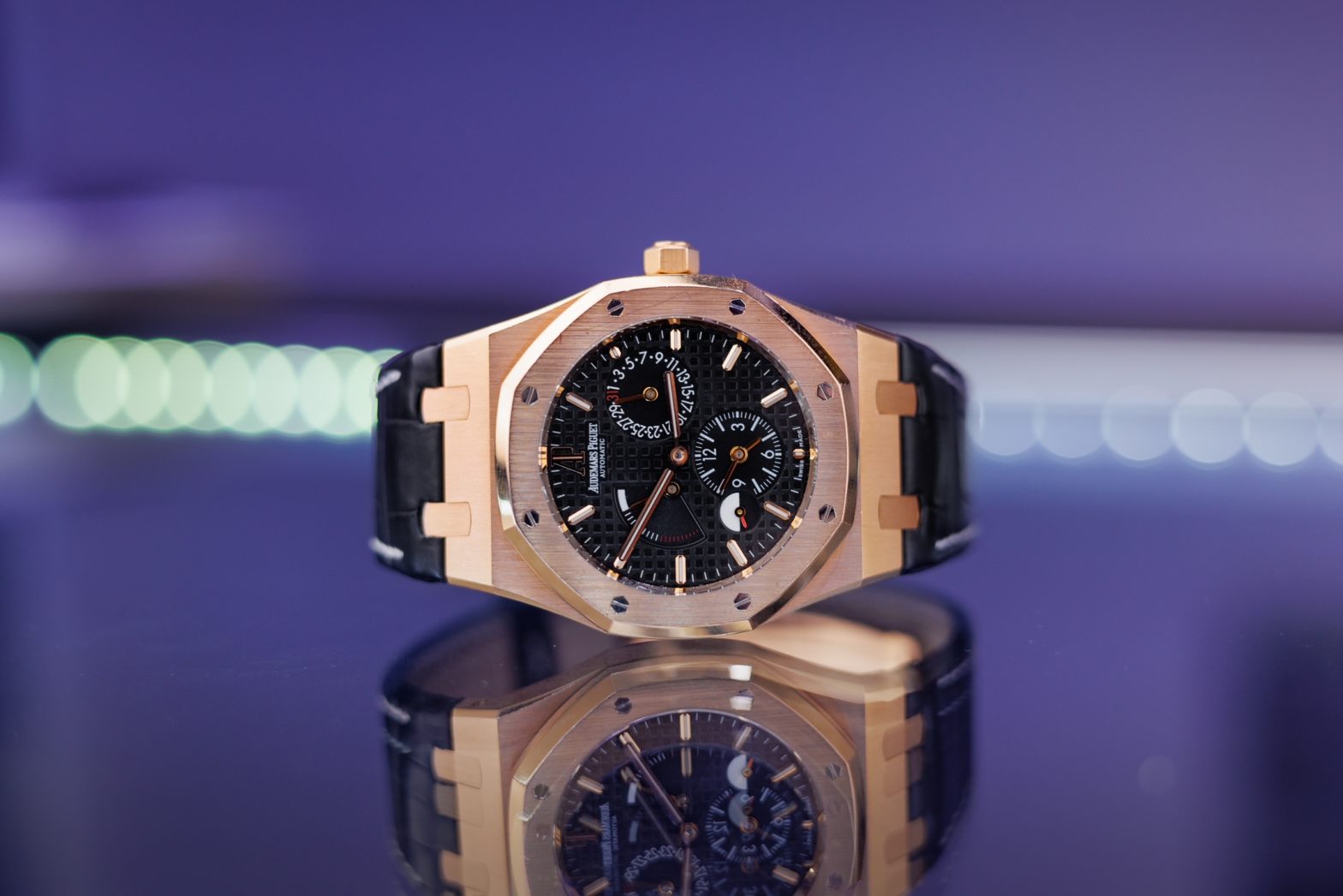 audemars 39mm rose gold dual time