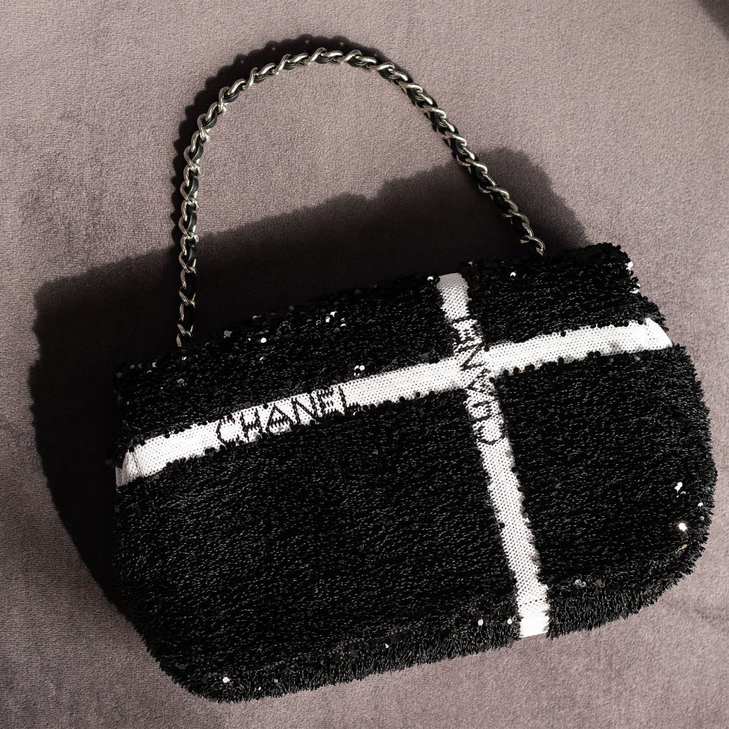Chanel 2024 Special Black & White Sequin Ribbon Handbag Chanel 2024 Special Black & White Sequin Ribbon Handbag