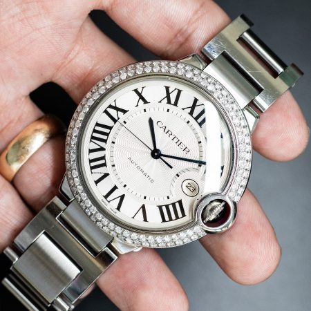 Cartier 3001 Ballon Bleu Diamond Bezel Stainless Steel Watch