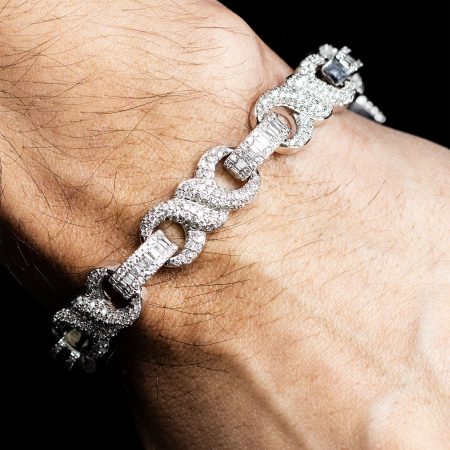 10k White Gold 8cts Diamond Bustdown Infinity Knot Bracelet