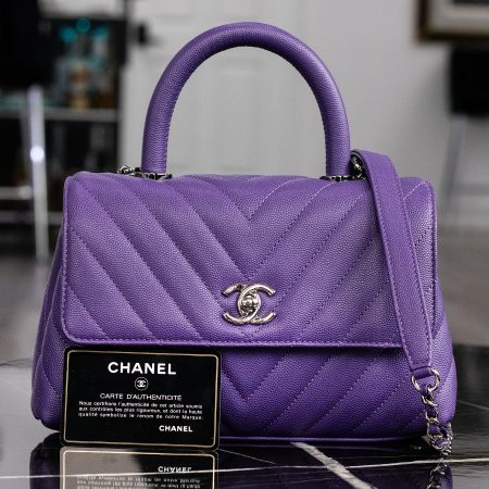 Chanel Mini Chevron Coco Purple Handbag