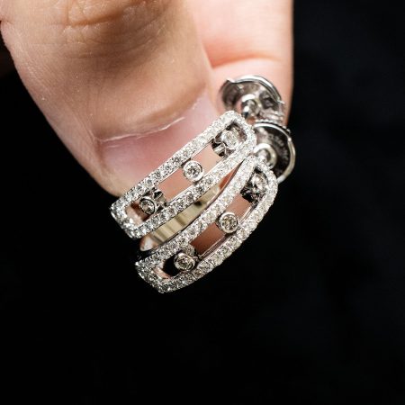 Messika 18k White Gold Floating Diamond Huggie Earrings