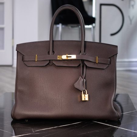 Hermes Birkin 35 Dark Brown Handbag With Dustbag