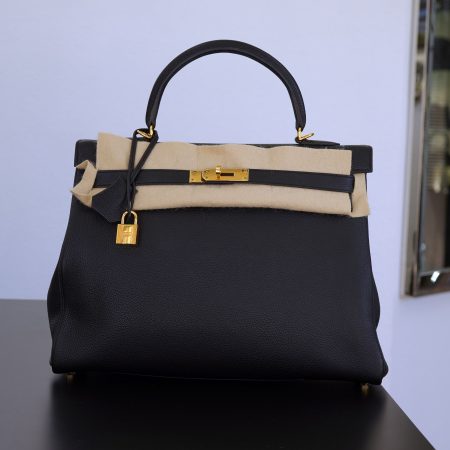 Hermes Kelly 35 Black Leather Handbag
