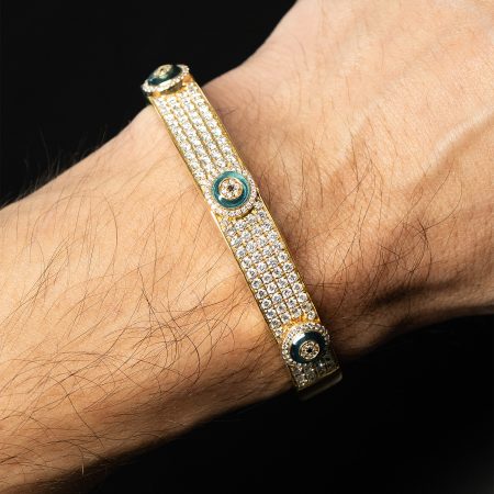 18k Yellow Gold Evil Eye Diamond Bangle Bracelet