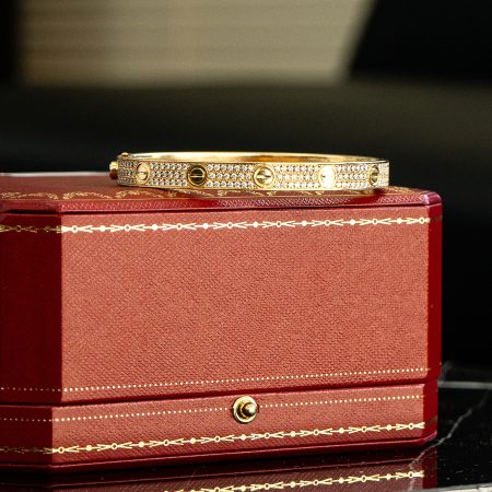 Cartier Yellow Gold Love Bangle Diamond Pave