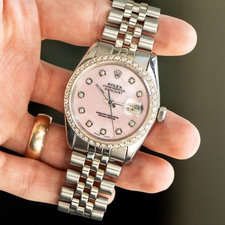 Rolex 16014 Datejust Mother of Pearl Pink Dial Stainless Steel Watch